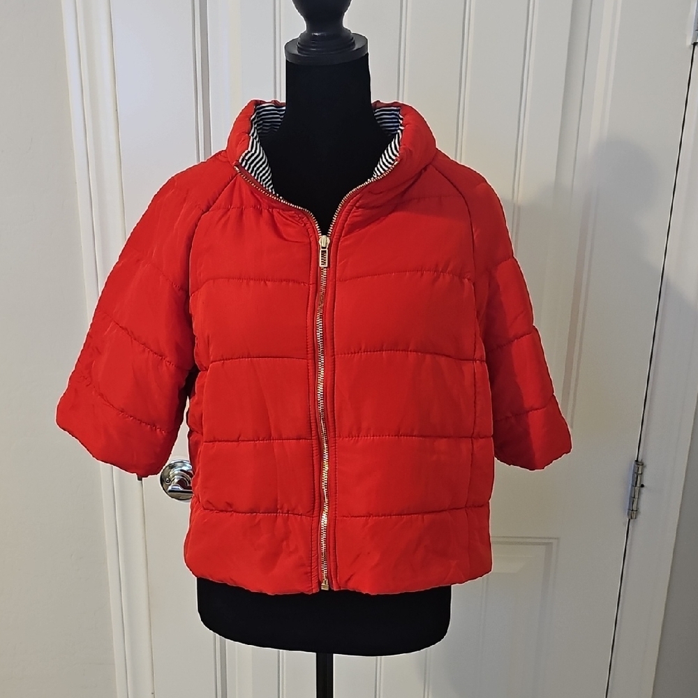 Chico's Red Puffer Crop Jacket